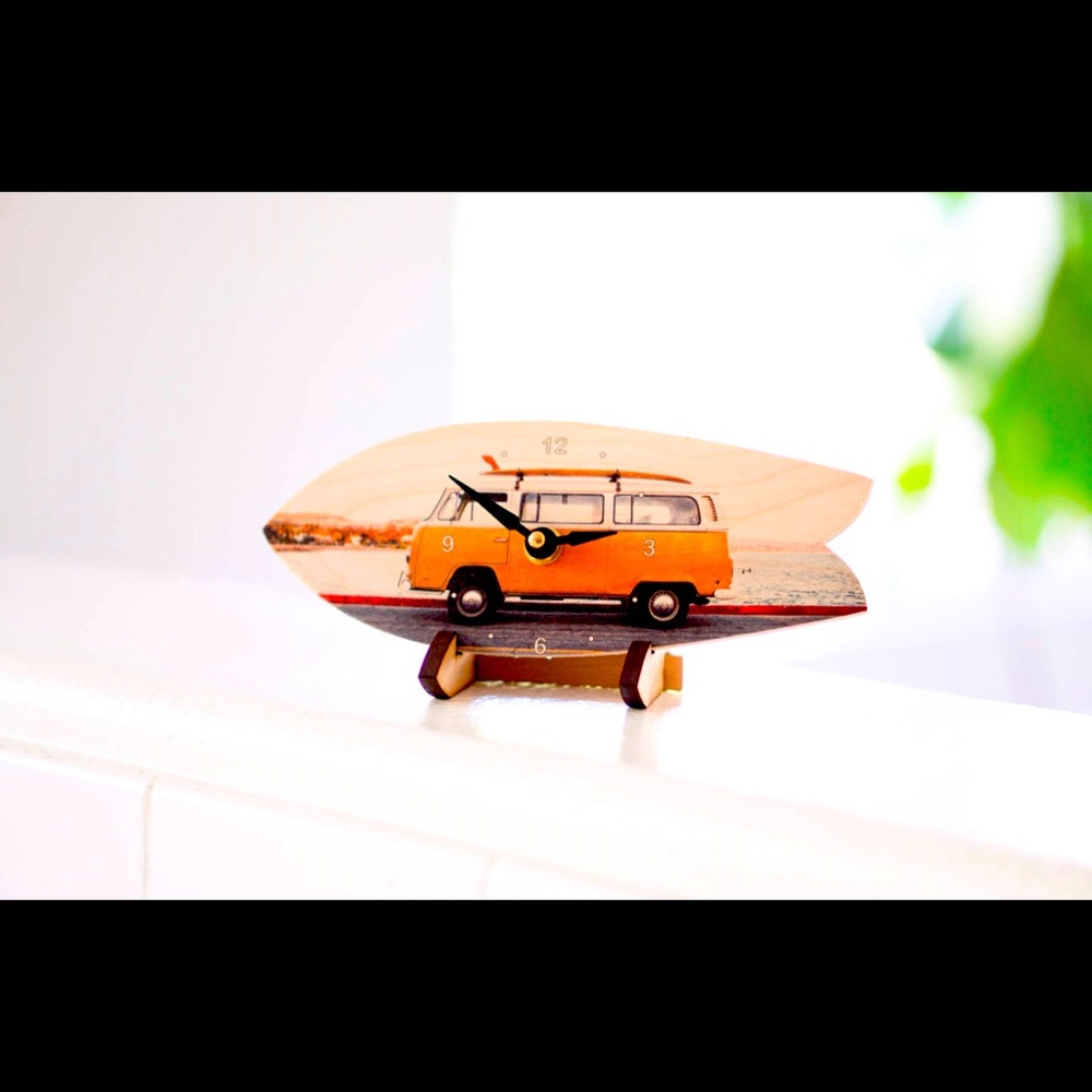 Handmade surfboard desk clock